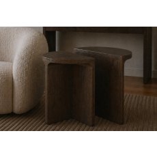 California Dark Oak Half Moon Nest of Tables