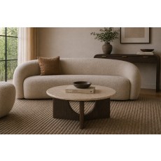 California Dark Oak Coffee Table with Travertine Top