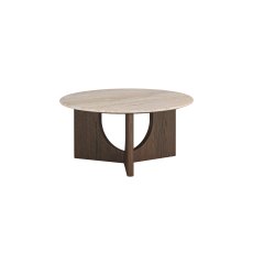 California Dark Oak Coffee Table with Travertine Top