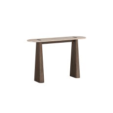 California Dark Oak Console Table with Travertine Top California Dark Oak Console Table with Travertine Top