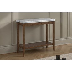 Florence Walnut Stained Oak 70cm Sofa Side Table with Marble Top Florence Walnut Stained Oak 70cm Sofa Side Table with Marble Top