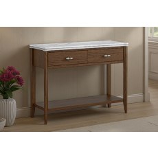Florence Walnut Stained Oak 100cm Console Table with Marble Top Florence Walnut Stained Oak 100cm Console Table with Marble Top
