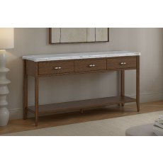Florence Walnut Stained Oak 150cm Large Console Table with Marble Top Florence Walnut Stained Oak 150cm Large Console Table with Marble Top