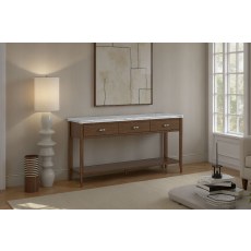 Florence Walnut Stained Oak 150cm Large Console Table with Marble Top Florence Walnut Stained Oak 150cm Large Console Table with Marble Top