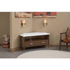 Florence Walnut Stained Oak 100cm Corner TV Unit with Marble Top Florence Walnut Stained Oak 100cm Corner TV Unit with Marble Top