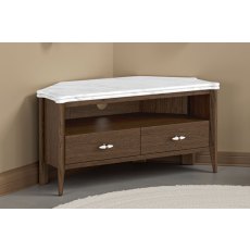 Florence Walnut Stained Oak 100cm Corner TV Unit with Marble Top Florence Walnut Stained Oak 100cm Corner TV Unit with Marble Top