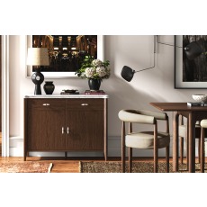 Florence Walnut Stained Oak Small 100cm Sideboard with Marble Top Florence Walnut Stained Oak Small 100cm Sideboard with Marble Top