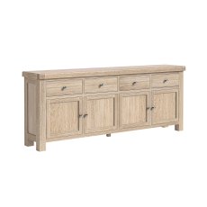 Normandy White Wash 4 Door 4 Drawer Large Sideboard
