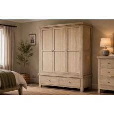 Normandy White Wash Triple Wardrobe Normandy White Wash Triple Wardrobe