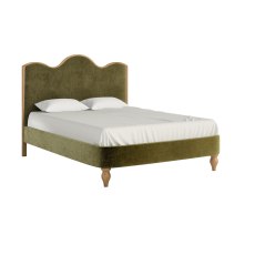 Verona Oak Olive Green Upholstered Bed Frame