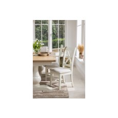 Burford Painted Oak Upholstered X-Back Dining Chairs (Pair) Burford Painted Oak Upholstered X-Back Dining Chairs (Pair)
