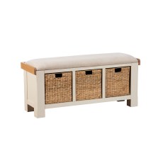 Burford Painted Oak 110cm Upholstered Hall Bench Burford Painted Oak 110cm Upholstered Hall Bench