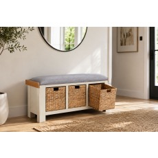 Burford Painted Oak 110cm Upholstered Hall Bench Burford Painted Oak 110cm Upholstered Hall Bench