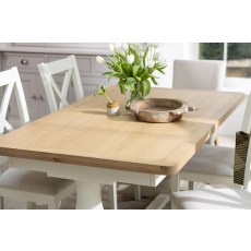 Burford Painted Oak 160-200cm Ext Pedestal Dining Table Set + 4 X-Back Chairs