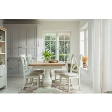 Burford Painted Oak 160-200cm Ext Pedestal Dining Table Set + 4 X-Back Chairs