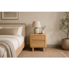Flynn Natural Oak 2 Drawer Bedside Table