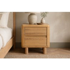 Flynn Natural Oak 2 Drawer Bedside Table