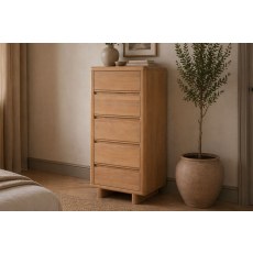 Flynn Natural Oak 5 Drawer Tall Chest ff Drawers