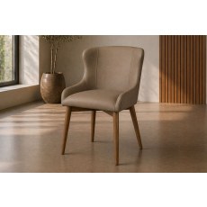 Logan Taupe PU Leather Curved Back Dining Chair with Ash Legs (Pair)