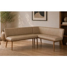 Spencer Taupe PU Leather Corner Bench