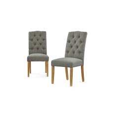 Chelsea Fabric Buttoned Back Dining Chair in Grey (Pair)