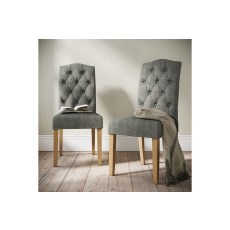 Chelsea Fabric Buttoned Back Dining Chair in Grey (Pair)