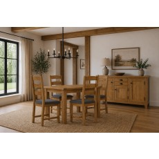 Burford Country Oak Compact Ext 120-165cm Dining Table Set & 4 Chairs