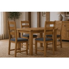 Burford Country Oak Compact Ext 120-165cm Dining Table Set & 4 Chairs