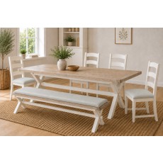 Windsor Country Oak Painted Cross-Leg 200-245cm Ext Dining Table Set