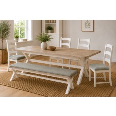 Windsor Country Oak Painted Cross-Leg 200-245cm Ext Dining Table Set