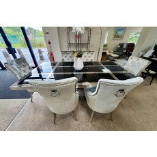 Ex-Display Liskeard - Chrome Glass Dining Table + 6 Chairs Ex-Display Liskeard - Chrome Glass Dining Table + 6 Chairs