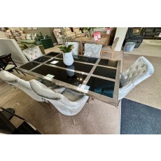 Ex-Display Liskeard - Chrome Glass Dining Table + 6 Chairs Ex-Display Liskeard - Chrome Glass Dining Table + 6 Chairs