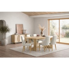 Cara Oak Small 150-190cm Extending Dining Table Set + 6 Luna Dining Chairs in Beige