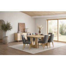 Cara Oak Large 200-245cm Extending Dining Table Set + 6 Luna Dining Chairs in Charcoal Cara Oak Large 200-245cm Extending Dining Table Set + 6 Luna Dining Chairs in Charcoal