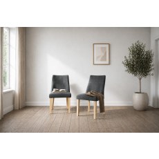 Luna Fabric Dining Chair in Charcoal (Pair) Luna Fabric Dining Chair in Charcoal (Pair)