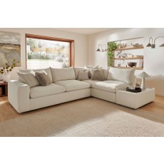 Toronto Fabric Large Corner Sofa Group with Wooden Stool