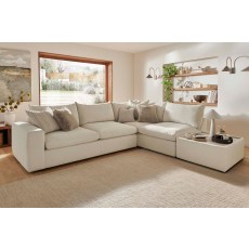 Toronto Fabric Large Corner Sofa Group with Wooden Stool