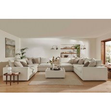 Toronto Fabric Extra Large U-Shape Corner Sofa Group with Wooden Stools