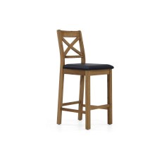 Salisbury Waxed Premium Oak Bar Stool with Seat Pad (Pair)