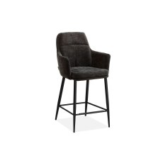 Bologna Fabric Bar Stool in Miami Black (Pair)