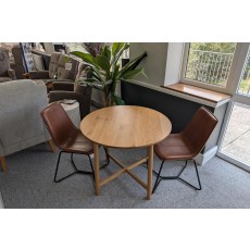 Ex-Display Newquay - Gallery Direct Kingham Round Dining Table + 2 Hawking Brown Chairs Ex-Display Newquay - Gallery Direct Kingham Round Dining Table + 2 Hawking Brown Chairs