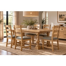 Normandy Chunky Country Oak Large Ext 200-245cm Trestle Dining Table