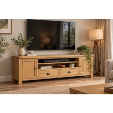 Normandy Chunky Country Oak 218cm Large TV Media Unit
