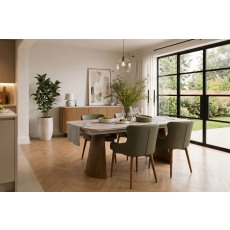 Lusso Ash 180-260cm Extending Dining Table Set with Green Chairs Lusso Ash 180-260cm Extending Dining Table Set with Green Chairs