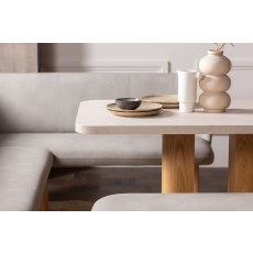 Arlo Natural Oak 135cm Corner Dining Table Set with Travertine Ceramic Top Arlo Natural Oak 135cm Corner Dining Table Set with Travertine Ceramic Top
