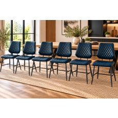 Dalton Quilted Blue Dining Chairs (Set of 6)