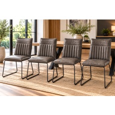 Cooper Leather Grey Dining Chairs (Set of 4)