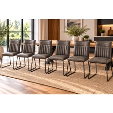 Cooper Leather Grey Dining Chairs (Set of 6)