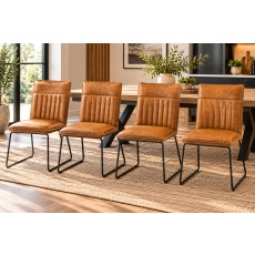 Cooper Leather Tan Dining Chairs (Set of 4)