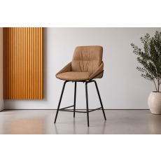 Jackson PU Leather Bar Stool in Tan (Pair) Jackson PU Leather Bar Stool in Tan (Pair)